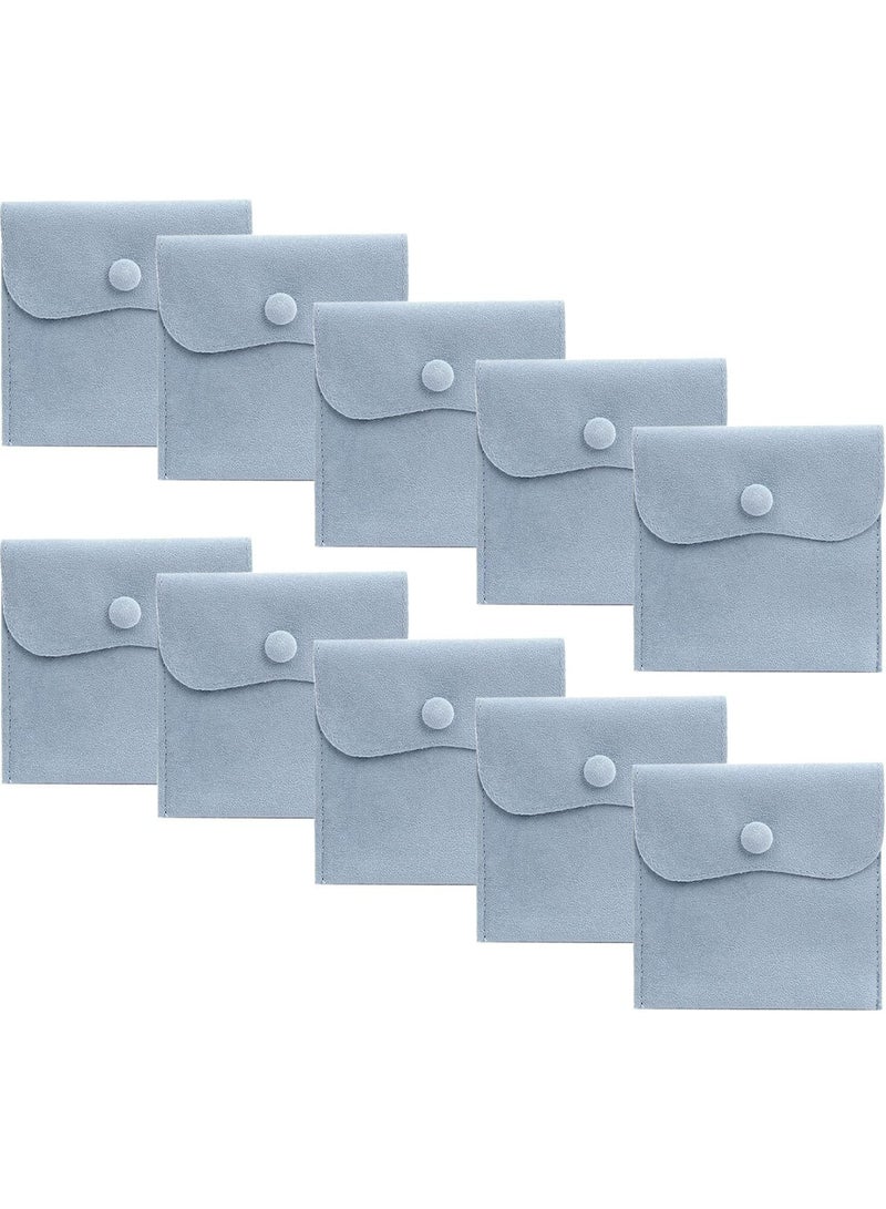 حزمة من 10 حقيبة تخزين المجوهرات المخملية حقيبة هدية المجوهرات المحمولة مع زر القبض ، مسحوق كبير أزرق - Image 5